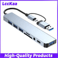 8 in 2 Type C USB HUB Docking Station with 3.5mm Audio Jack for Micro SD Card Reader MacBook Laptop Tablet Phone Disk Converter